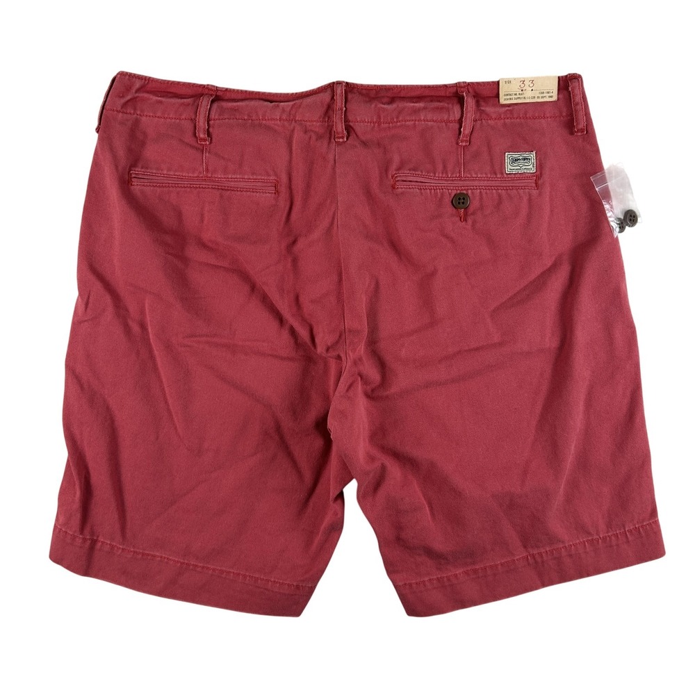 Denim & Supply Ralph Lauren Chino Shorts Mens 33 Red Canvas Casual Summer 9"